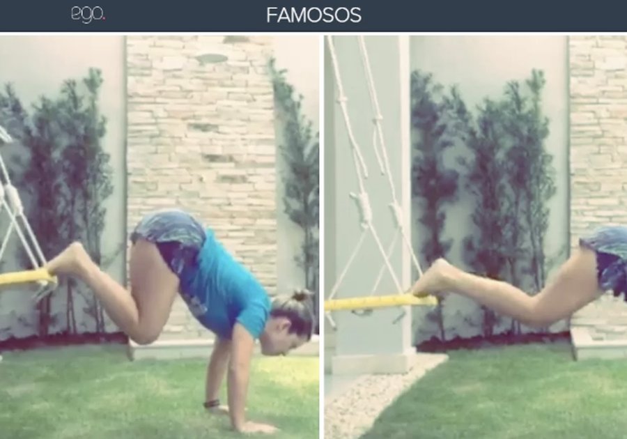Personal faz Fernanda Souza malhar com o balanço do jardim